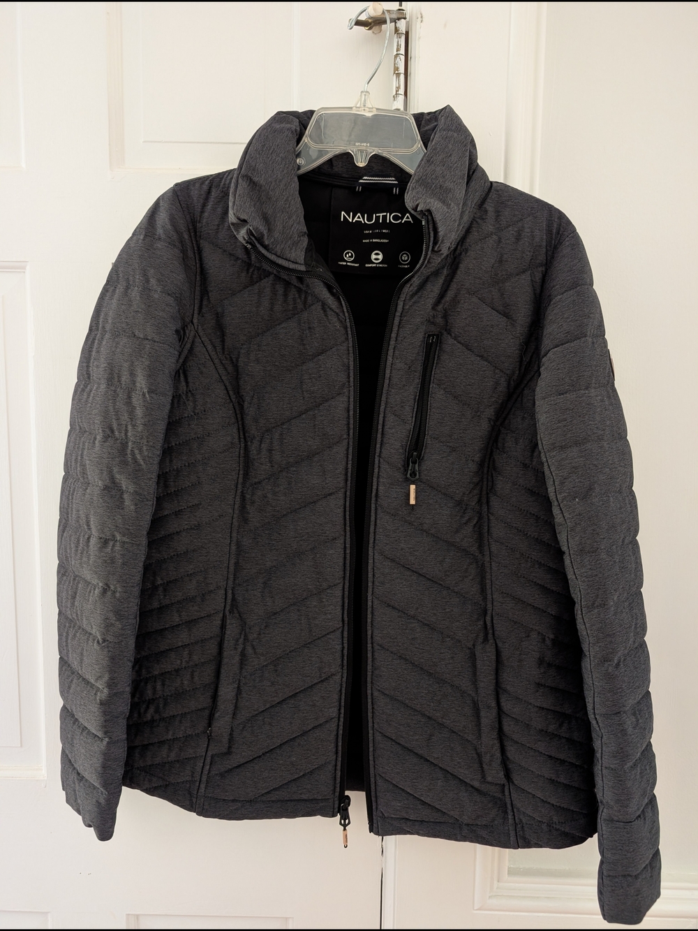 Nautica Women's Charcoal Quilted Puffer Jacket